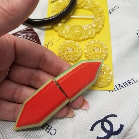 Rare OLD Celluloid Buckle Button Lot - Picture 2 of 6